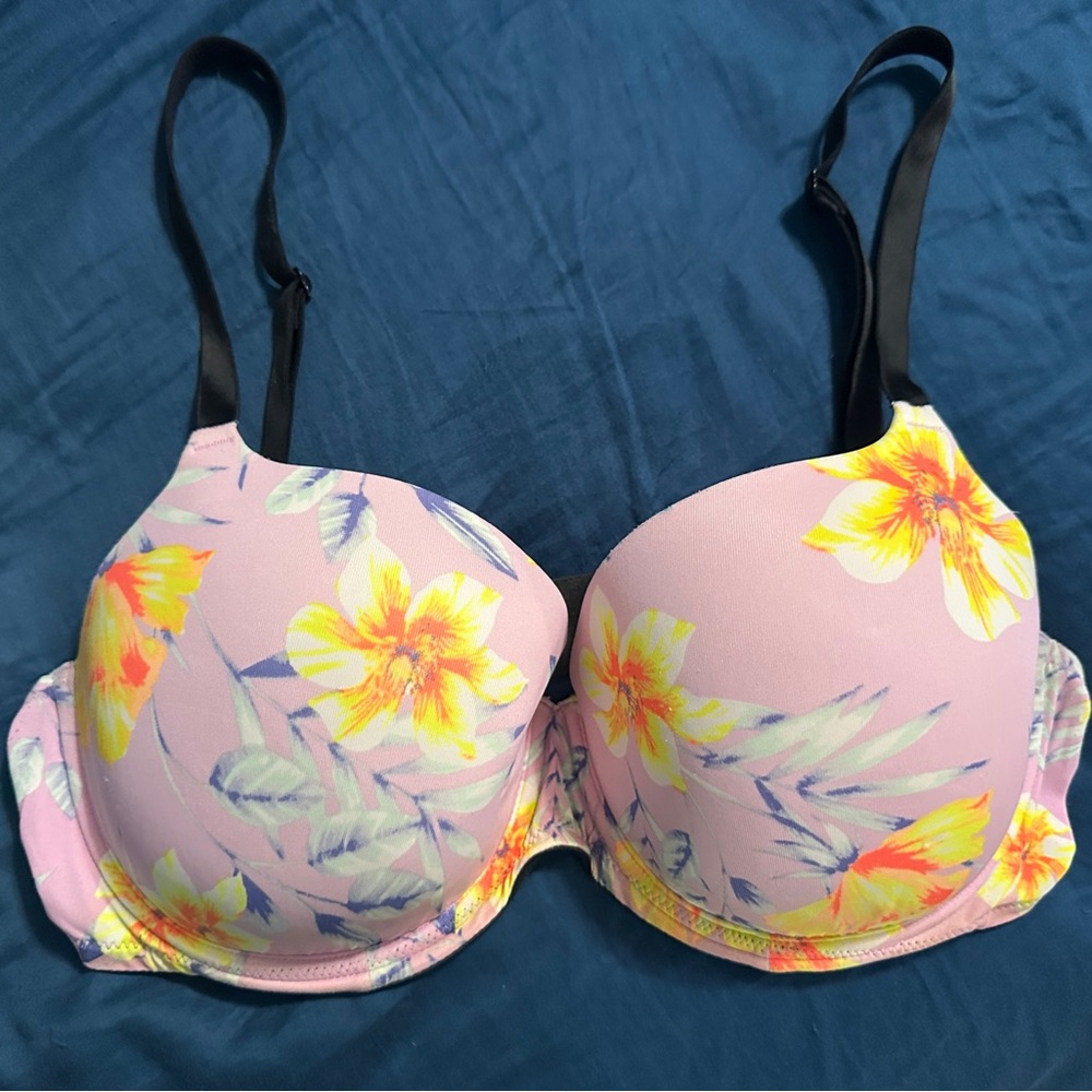 PINK Victoria's Secret Pink and Yellow Floral Bra